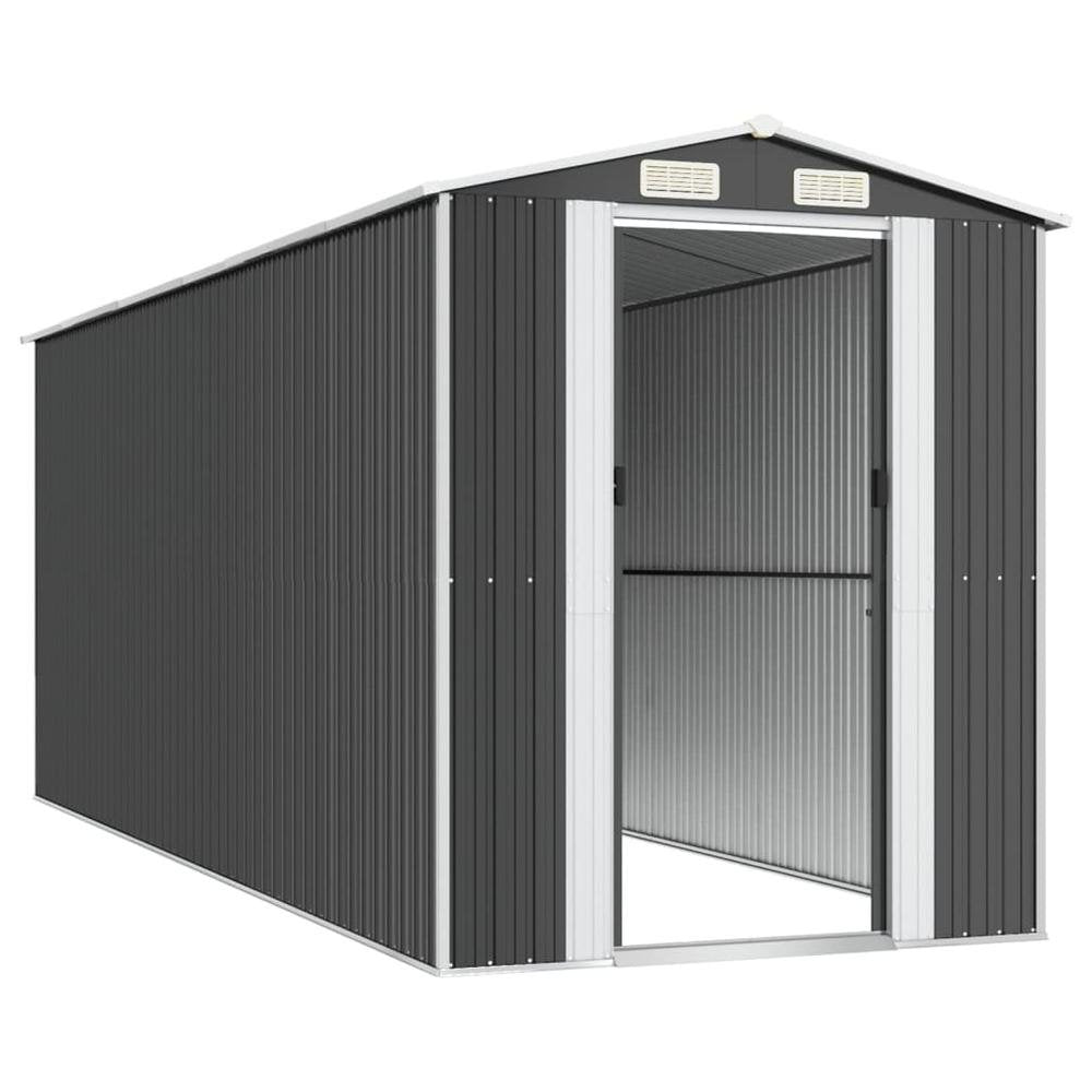 Garden Shed Anthracite 75.6&quot;x205.9&quot;x87.8&quot; Galvanized Steel - Ethereal Company