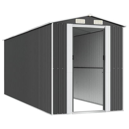 Garden Shed Anthracite 75.6&quot;x205.9&quot;x87.8&quot; Galvanized Steel - Ethereal Company