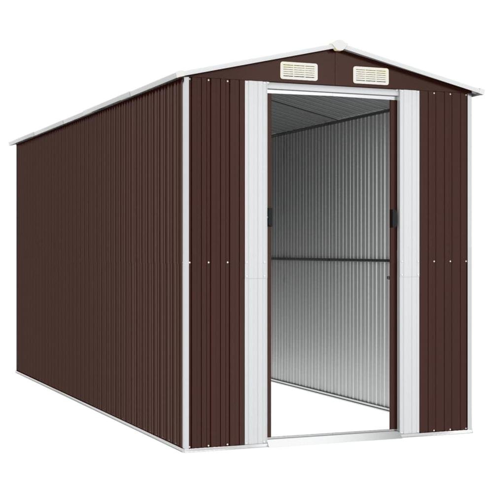 Garden Shed Dark Brown 75.6&quot;x173.2&quot;x87.8&quot; Galvanized Steel - Ethereal Company