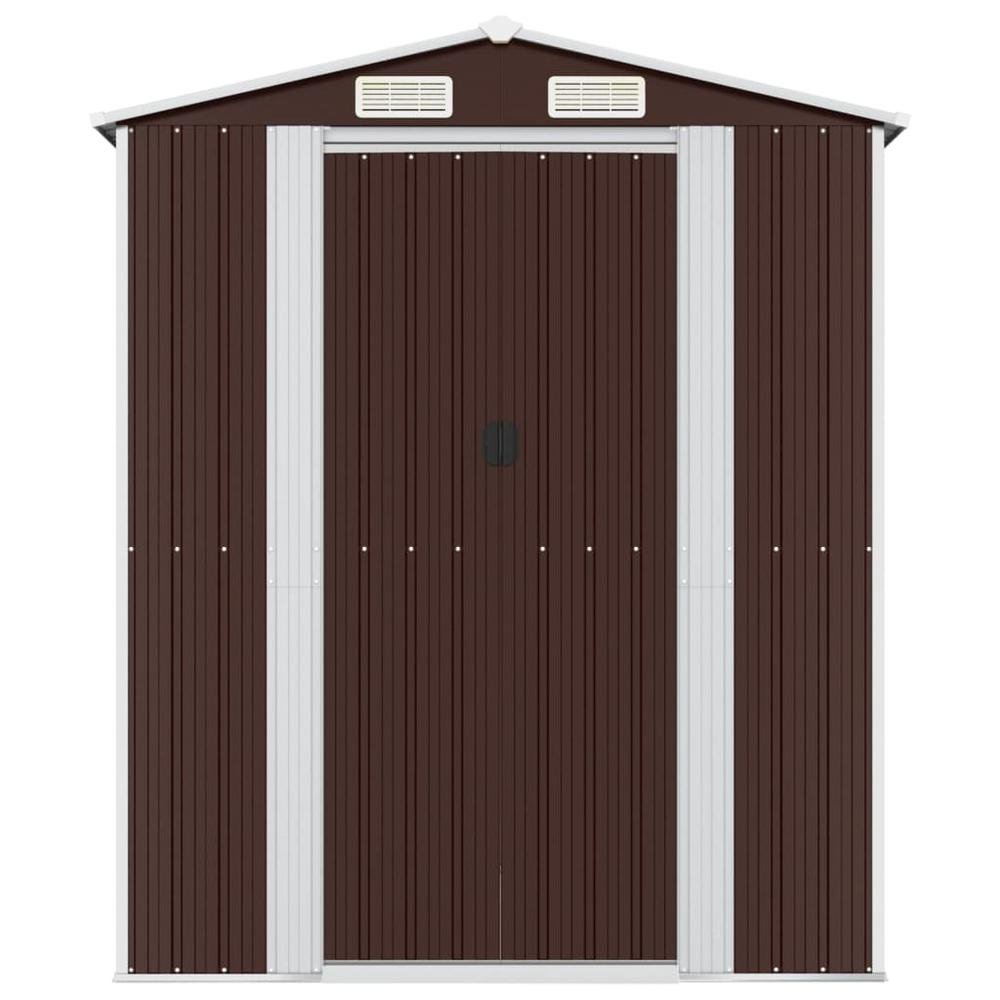 Garden Shed Dark Brown 75.6&quot;x173.2&quot;x87.8&quot; Galvanized Steel - Ethereal Company