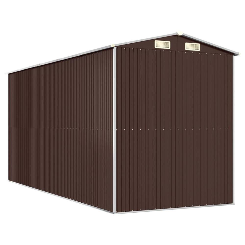 Garden Shed Dark Brown 75.6&quot;x173.2&quot;x87.8&quot; Galvanized Steel - Ethereal Company