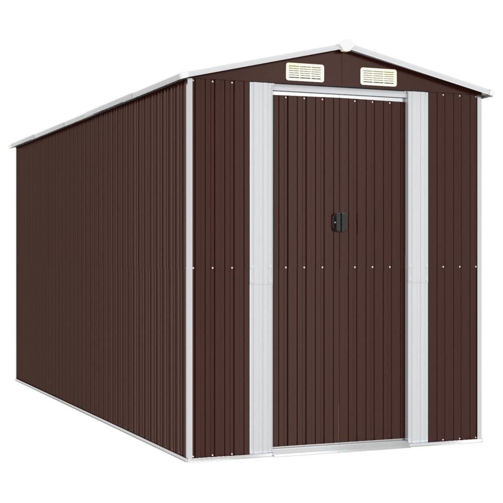 Garden Shed Dark Brown 75.6&quot;x173.2&quot;x87.8&quot; Galvanized Steel - Ethereal Company