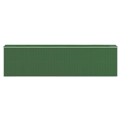 Garden Shed Green 75.6&quot;x303.9&quot;x87.8&quot; Galvanized Steel - Ethereal Company