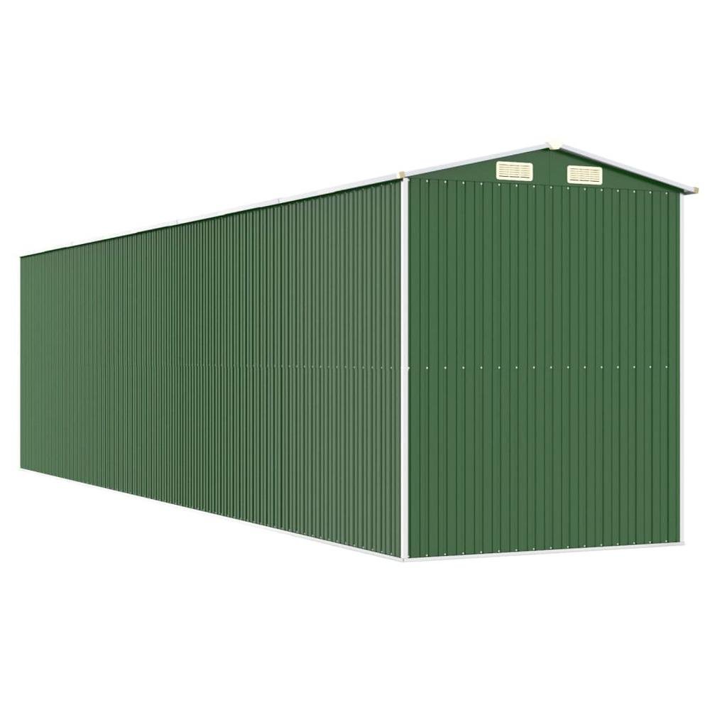 Garden Shed Green 75.6&quot;x303.9&quot;x87.8&quot; Galvanized Steel - Ethereal Company