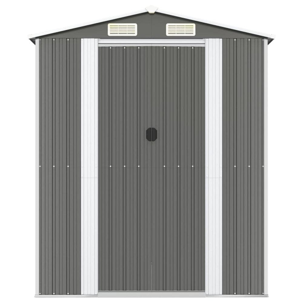 Garden Shed Light Gray 75.6&quot;x140.6&quot;x87.8&quot; Galvanized Steel - Ethereal Company