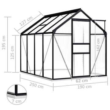 Greenhouse with Base Frame Anthracite Aluminum 51.1 ft² - Ethereal Company