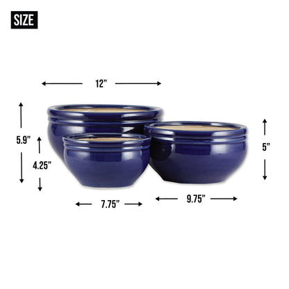 Ocean Blue Ceramic Planter Set - Ethereal CompanyPots &amp; Planters