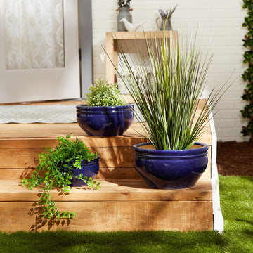 Ocean Blue Ceramic Planter Set - Ethereal CompanyPots &amp; Planters