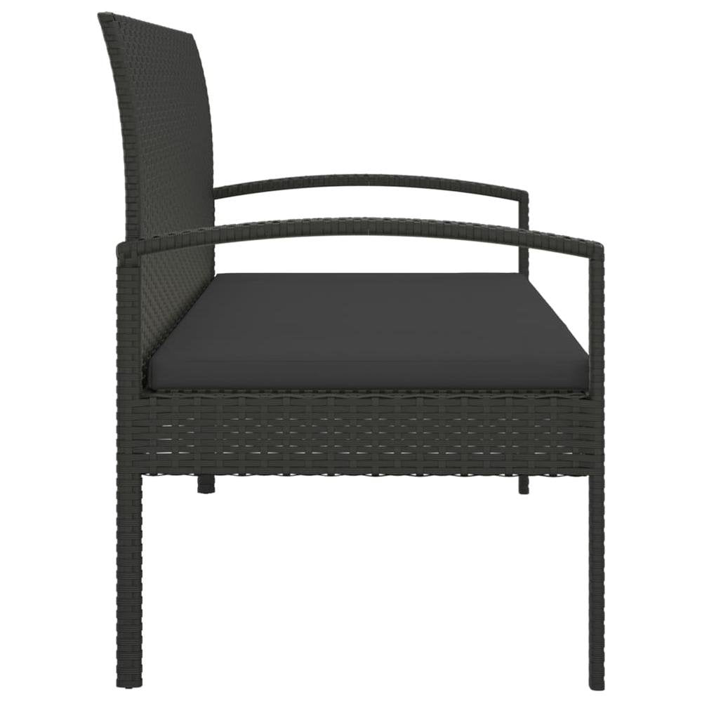 Patio Bench with Cushion Black 41.3&quot; Poly Rattan - Ethereal Company