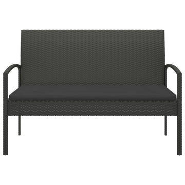 Patio Bench with Cushion Black 41.3&quot; Poly Rattan - Ethereal Company