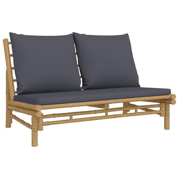 Patio Bench with Dark Gray Cushions Bamboo - Ethereal Company