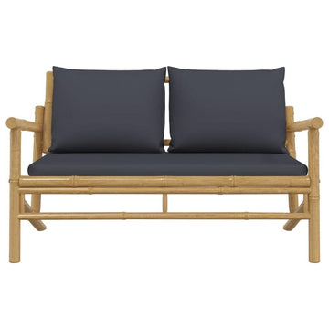 Patio Bench with Dark Gray Cushions Bamboo - Durable, Comfortable, and Easy to Move - Ethereal Company