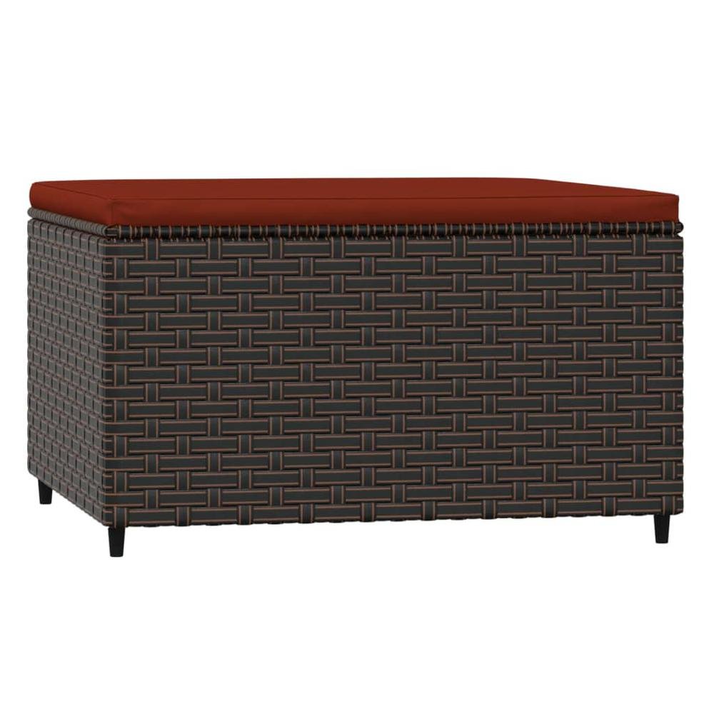 Patio Footrest with Cushion Brown Poly Rattan - Comfortable and Stylish Outdoor Furniture - Ethereal Company