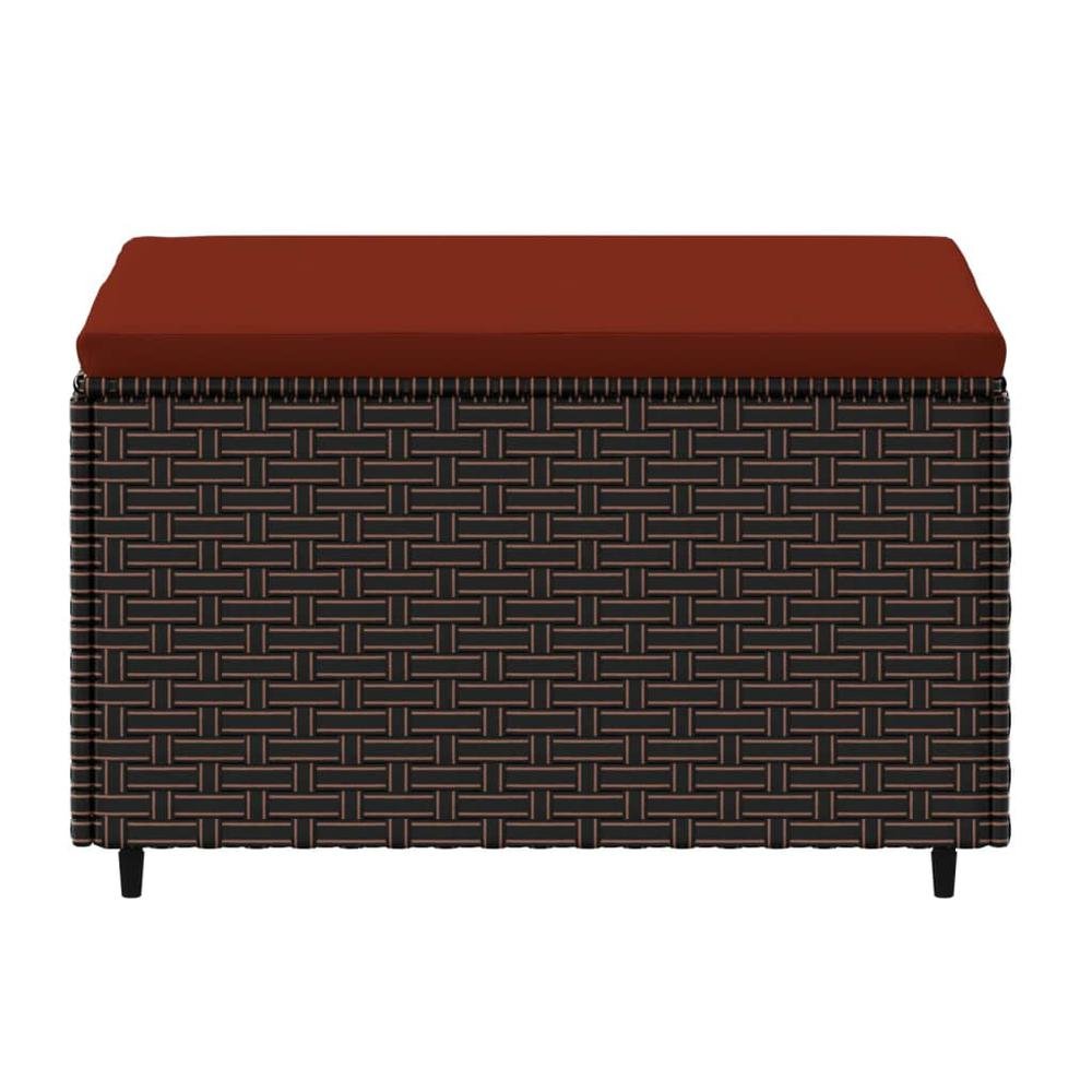 Patio Footrest with Cushion Brown Poly Rattan - Comfortable and Stylish Outdoor Furniture - Ethereal Company