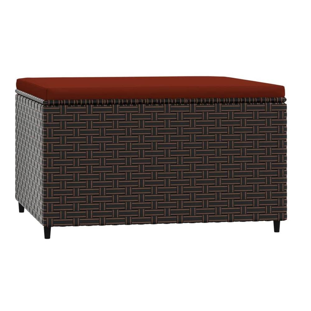 Patio Footrest with Cushion Brown Poly Rattan - Comfortable and Stylish Outdoor Furniture - Ethereal Company