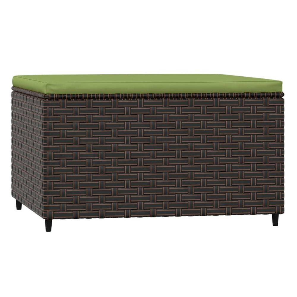 Patio Footrest with Cushion Brown Poly Rattan - Stylish and Comfortable - Ethereal Company