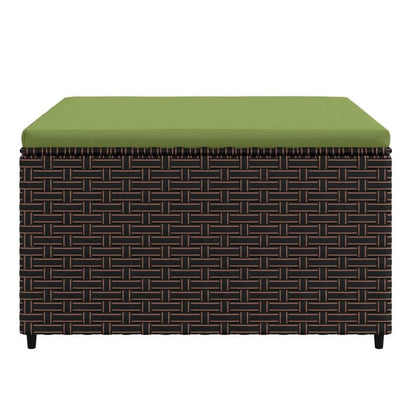 Patio Footrest with Cushion Brown Poly Rattan - Stylish and Comfortable - Ethereal Company