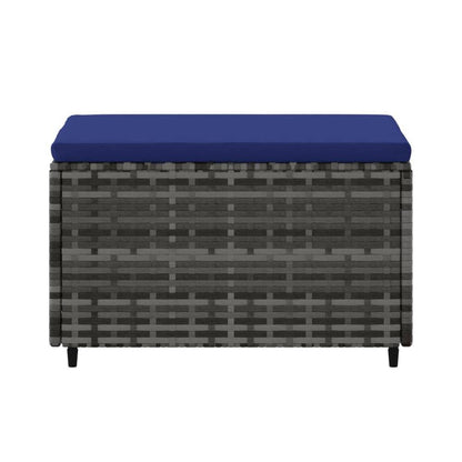 Patio Footrest with Cushion - Gray Poly Rattan | Outdoor Ottoman - Ethereal Company