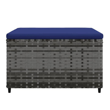 Patio Footrest with Cushion - Gray Poly Rattan | Outdoor Ottoman - Ethereal Company