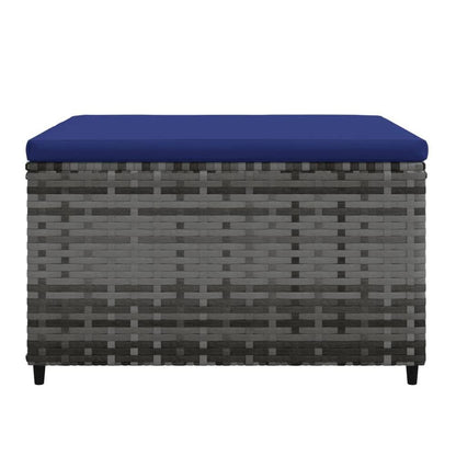 Patio Footrest with Cushion - Gray Poly Rattan | Outdoor Ottoman - Ethereal Company