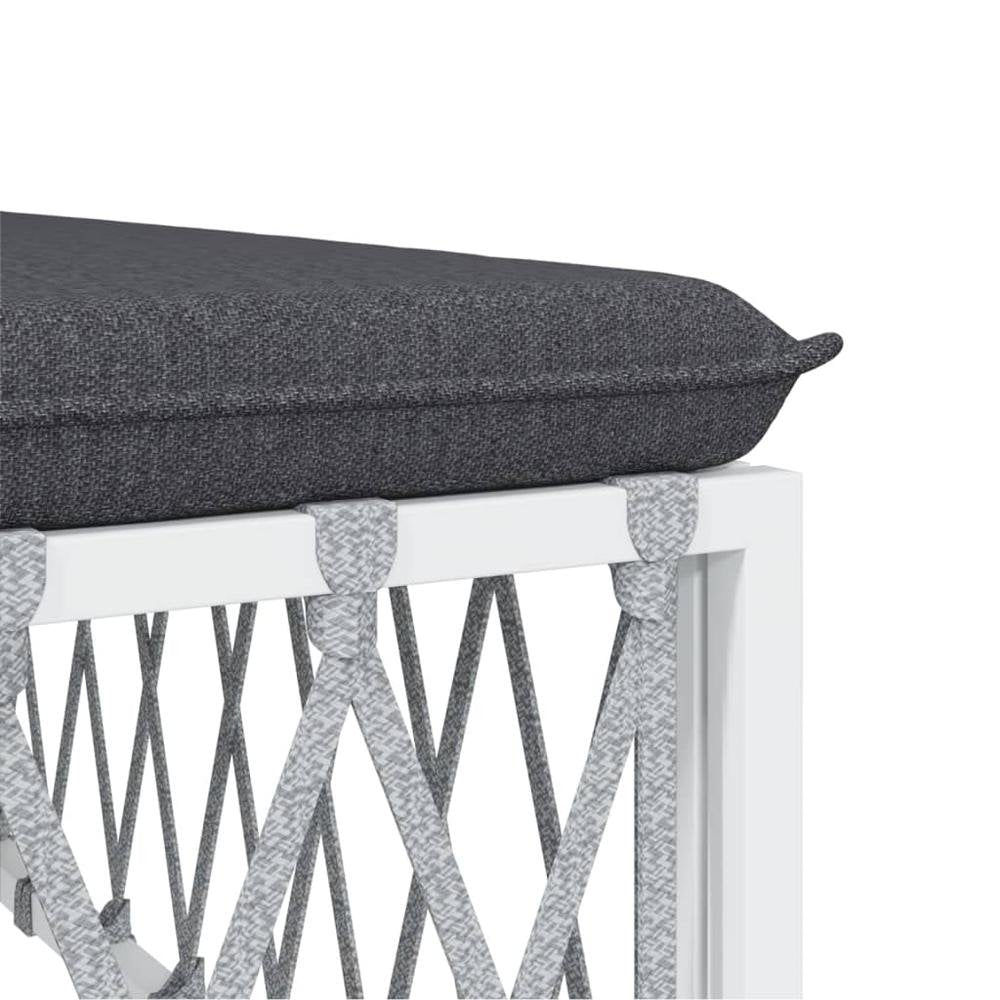 Patio Footstool with Cushion White Woven Fabric - Relax in Style - Ethereal Company