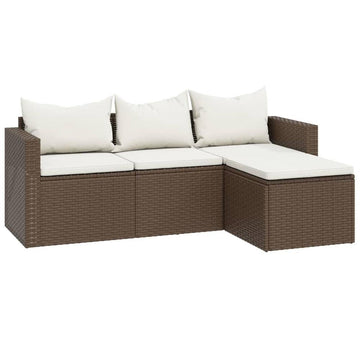 Patio Lounge Set Brown Poly Rattan - Cozy Outdoor Furniture - Ethereal Company