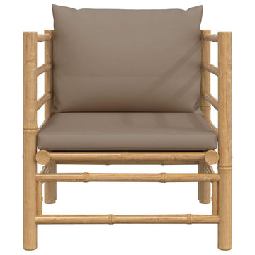 Patio Sofa with Taupe Cushions Bamboo - Durable and Comfortable Outdoor Furniture - Ethereal Company