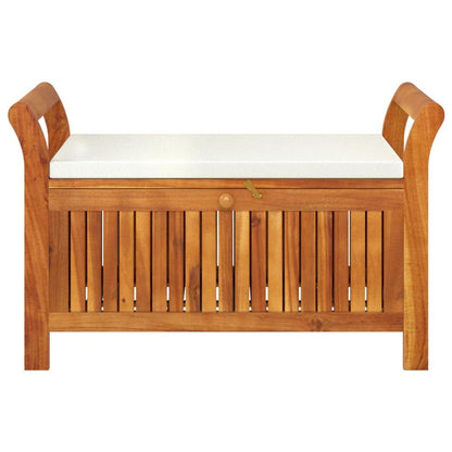 Patio Storage Bench with Cushion 35.8&quot; Solid Wood Acacia - Ethereal Company