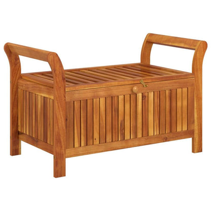 Patio Storage Bench with Cushion 35.8&quot; Solid Wood Acacia - Ethereal Company