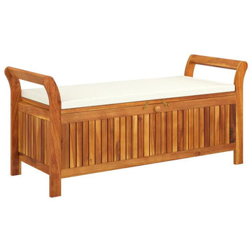 Patio Storage Bench with Cushion 49.6&quot; Solid Wood Acacia - Ethereal Company