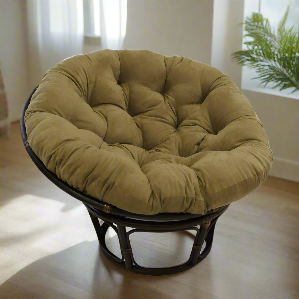 Rattan 42-Inch Papasan Chair with Micro Suede Cushion