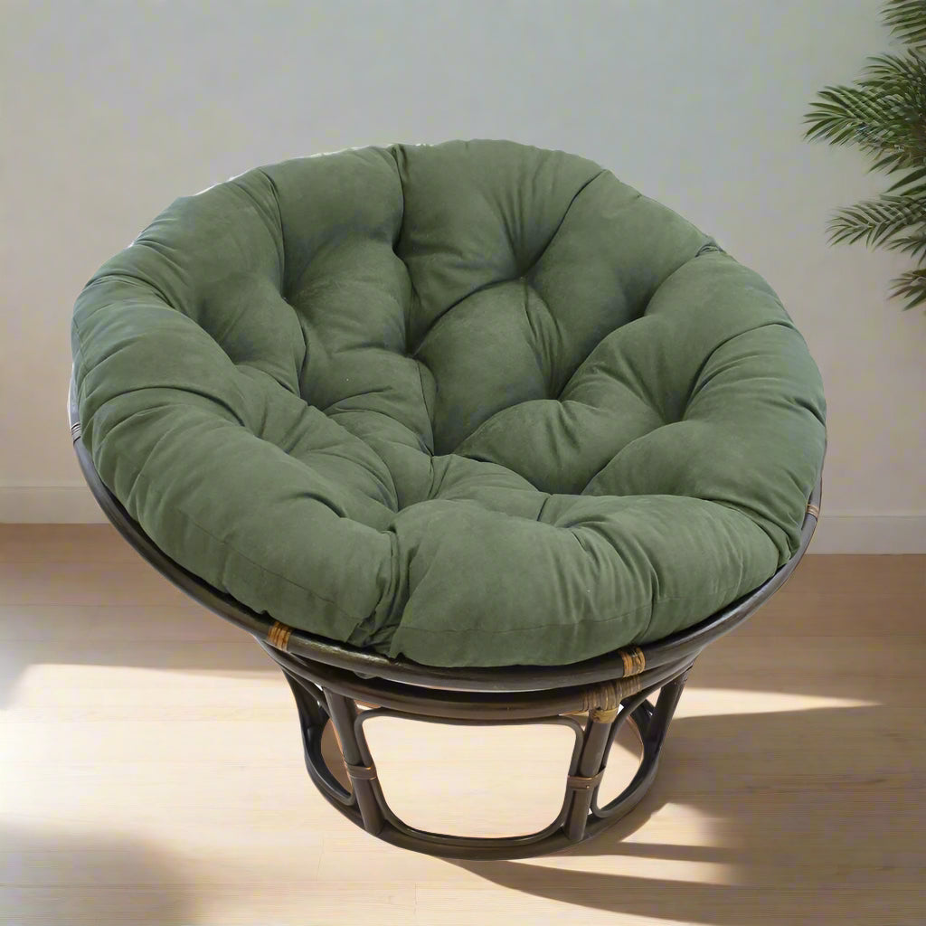 Rattan 42-Inch Papasan Chair with Micro Suede Cushion