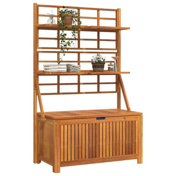 Storage Box with Trellis 39&quot;x19.7&quot;x63&quot; Solid Wood Acacia - Ethereal Company