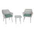 Tashay 3Pc Patio Bistro Set, Green Fabric & Beige Wicker - Ethereal Company