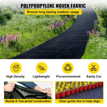 VEVOR 6FTx300FT Premium Weed Barrier Fabric Heavy Duty 3.2OZ, Woven Weed Control Fabric - Ethereal Company