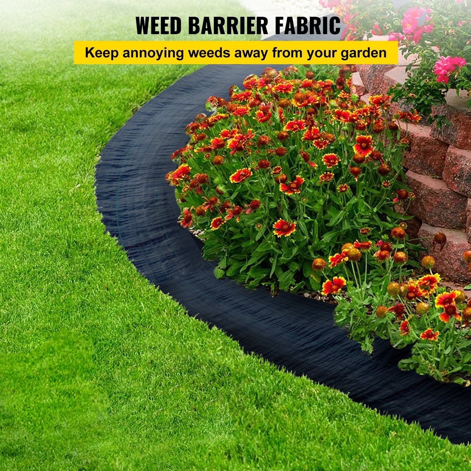 VEVOR 6FTx300FT Premium Weed Barrier Fabric Heavy Duty 3.2OZ, Woven Weed Control Fabric - Ethereal Company