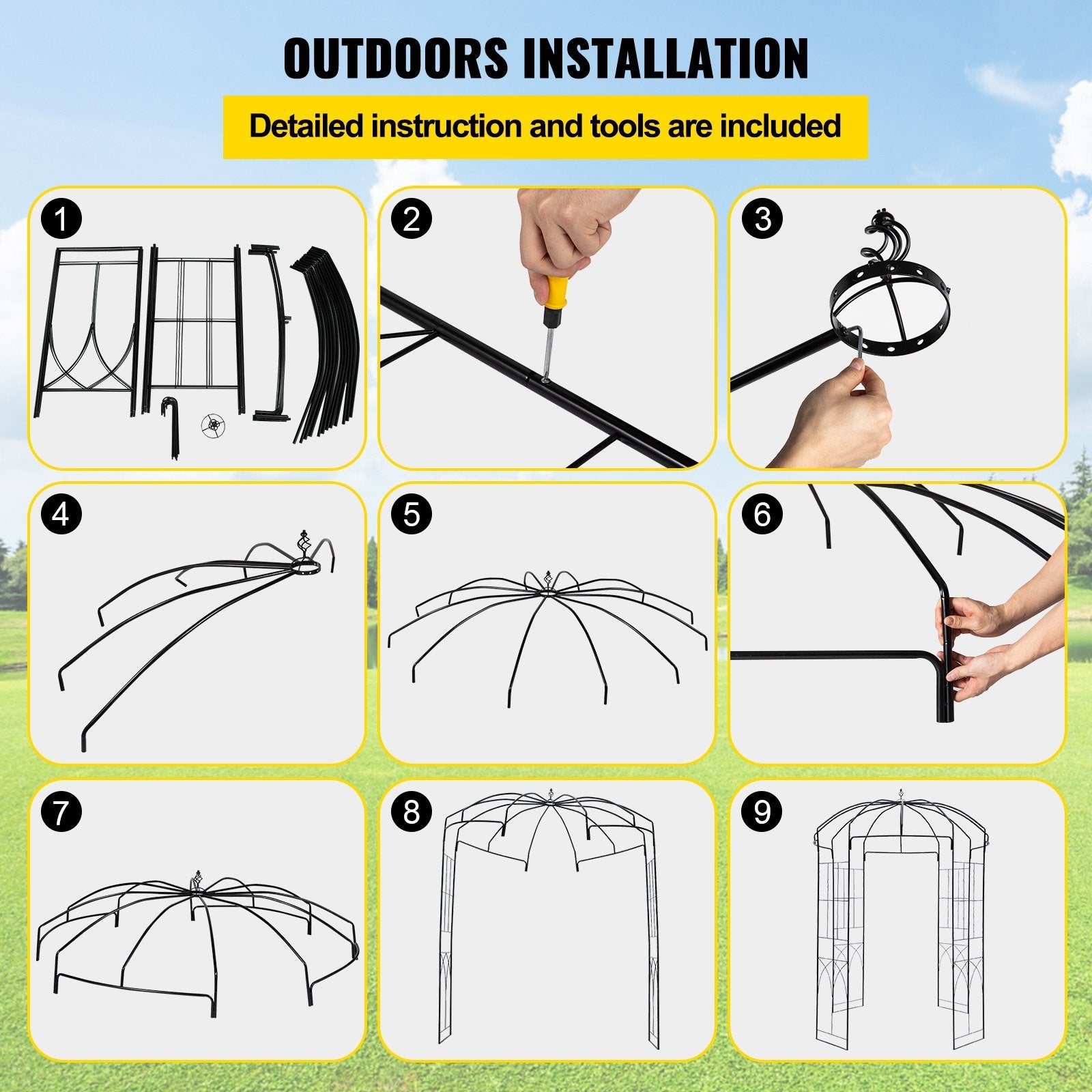 VEVOR Birdcage Shape Garden Arbor, 9&