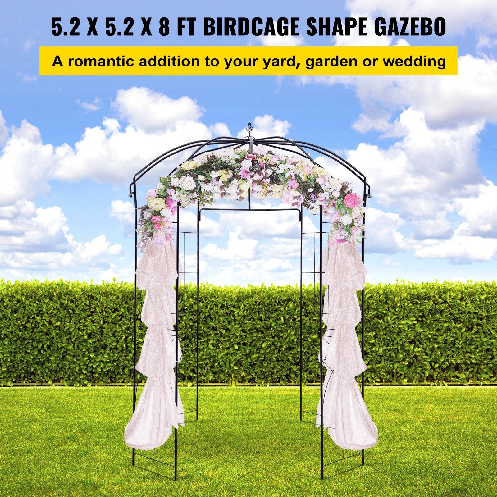 VEVOR Birdcage Shape Garden Arbor,8' High x 5.2' Wide, Heavy Duty ...