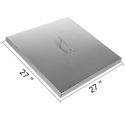 VEVOR Fire Pit Lid 27 x 27 Inch 1.5mm Thick 430 Stainless Steel Fire Pit Burner Cover Square Fire Pit Lid for Drop - in Fire Pit Pan - Ethereal Company