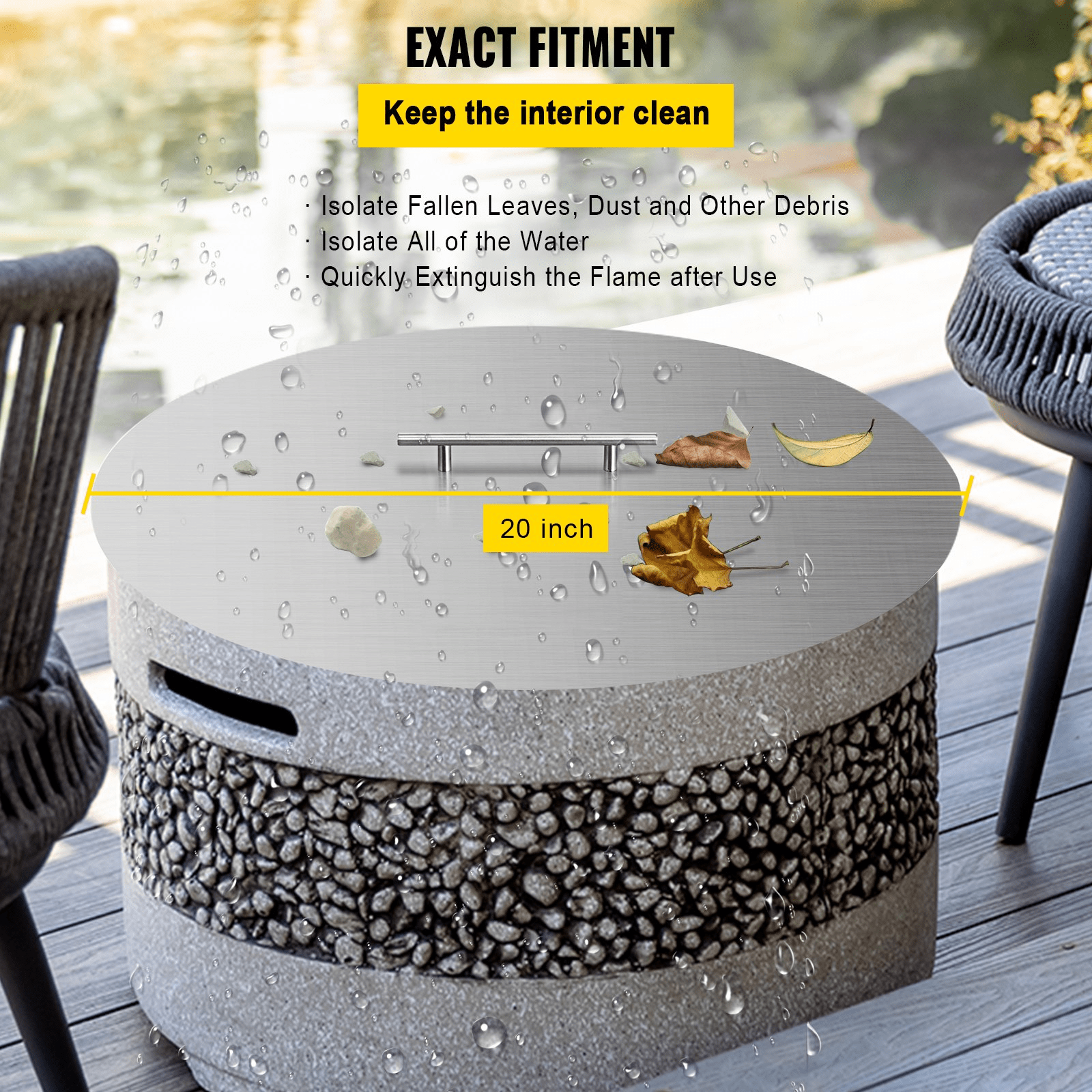 VEVOR Fire Pit Lid Round 20 Inch Fire Pit Ring Lid 1.5 mm Thick 304 Stainless Steel Fire Pit Burner Cover for Round Patio Fire Pit - Ethereal Company