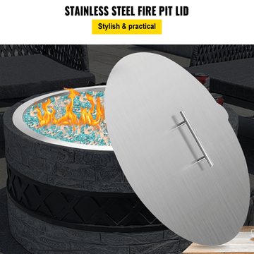 VEVOR Fire Pit Lid Round 20 Inch Fire Pit Ring Lid 1.5 mm Thick 304 Stainless Steel Fire Pit Burner Cover for Round Patio Fire Pit - Ethereal Company