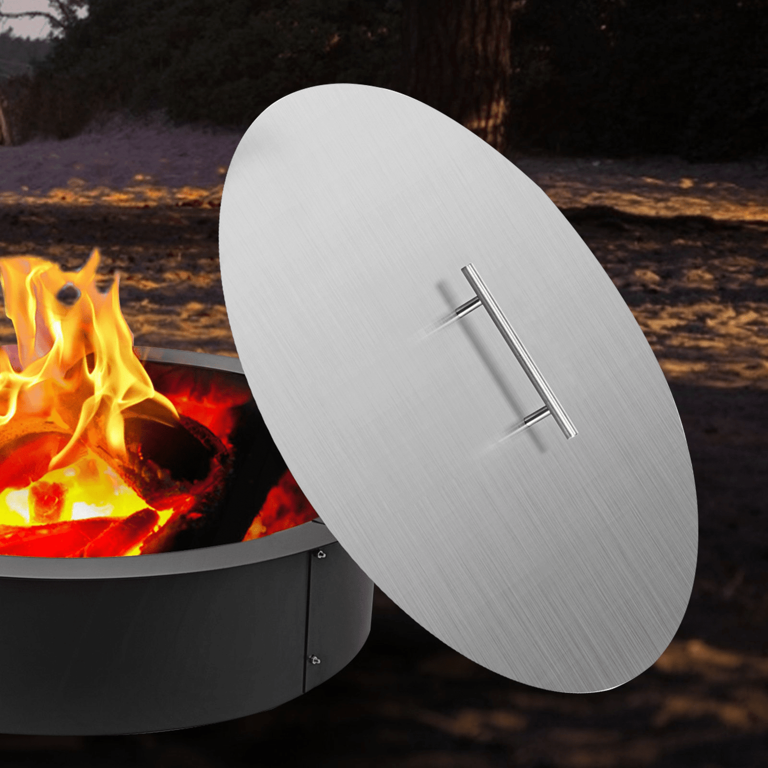 VEVOR Fire Pit Lid Round 20 Inch Fire Pit Ring Lid 1.5 mm Thick 304 Stainless Steel Fire Pit Burner Cover for Round Patio Fire Pit - Ethereal Company