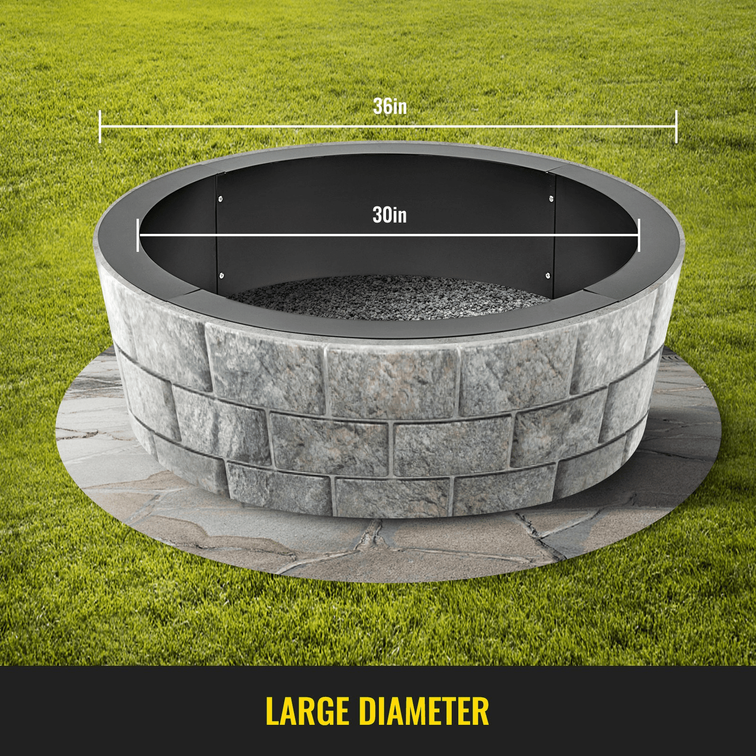 VEVOR Fire Pit Ring 36 - Inch Outer/30 - Inch Inner Diameter, Fire Pit Insert 3.0mm Thick Heavy Duty Solid Steel, Fire Pit Liner DIY Campfire Ring Above or In - Ground for Outdoor - Ethereal Company