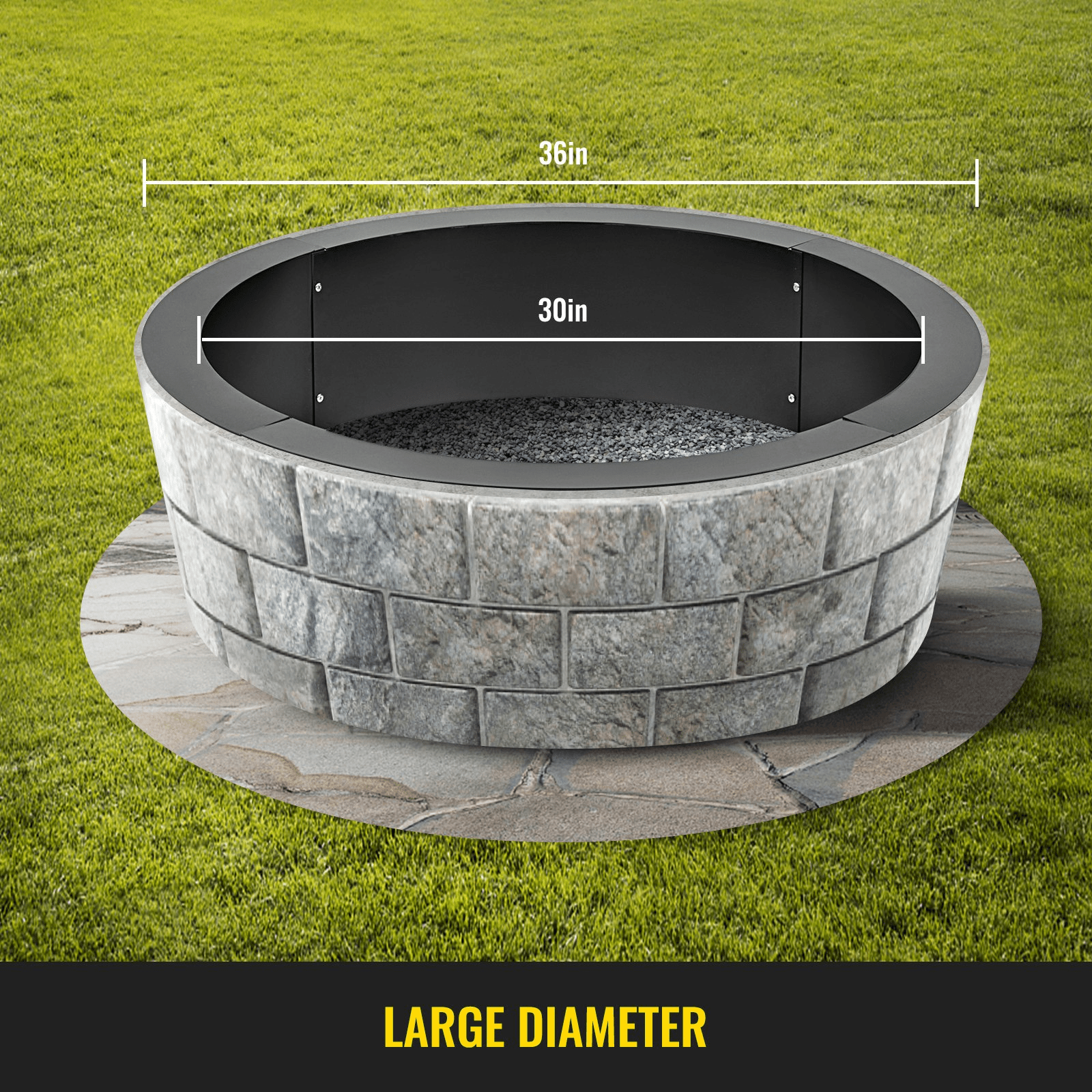 VEVOR Fire Pit Ring 36 - Inch Outer/30 - Inch Inner Diameter, Fire Pit Insert 3.0mm Thick Heavy Duty Solid Steel, Fire Pit Liner DIY Campfire Ring Above or In - Ground for Outdoor - Ethereal Company