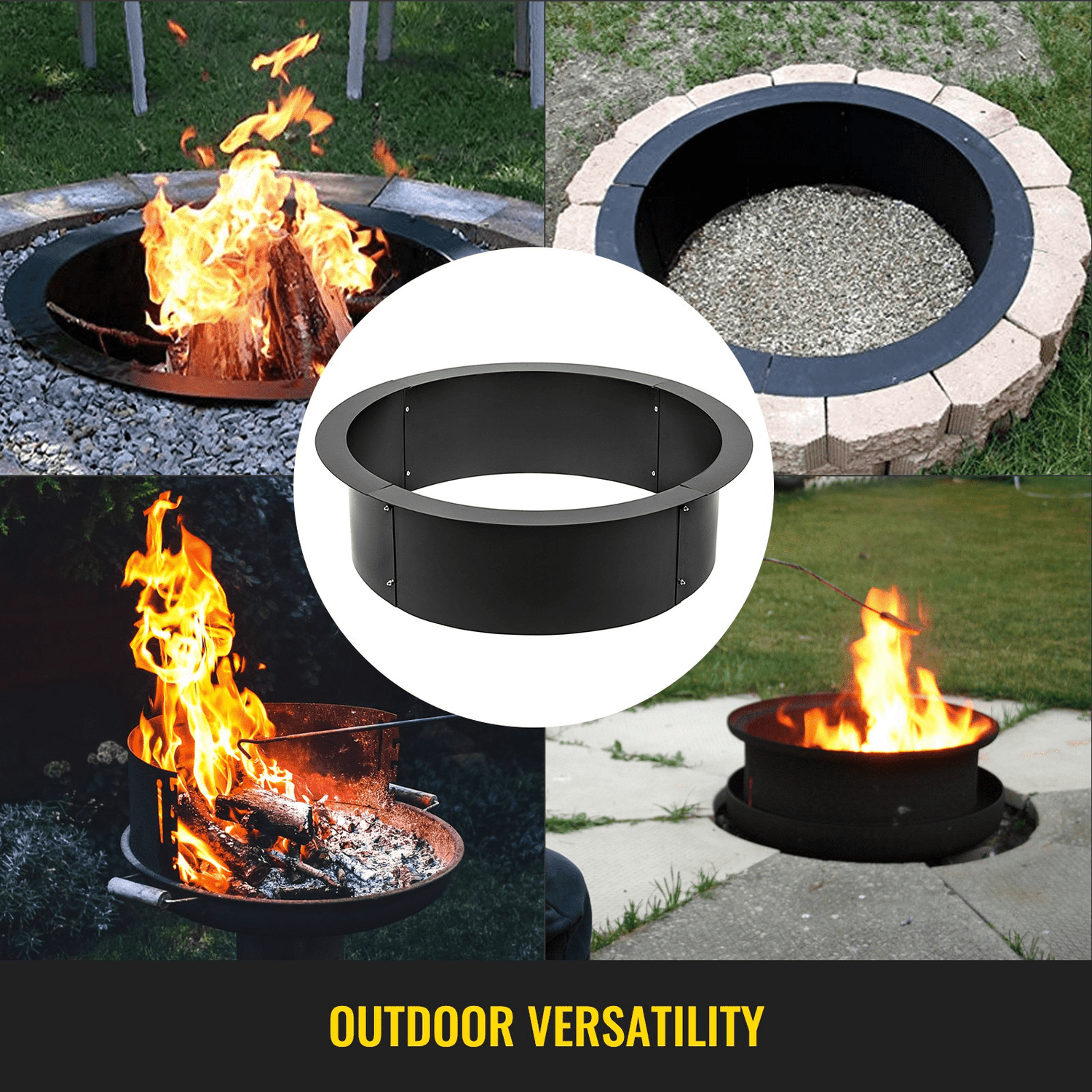 VEVOR Fire Pit Ring 36 - Inch Outer/30 - Inch Inner Diameter, Fire Pit Insert 3.0mm Thick Heavy Duty Solid Steel, Fire Pit Liner DIY Campfire Ring Above or In - Ground for Outdoor - Ethereal Company
