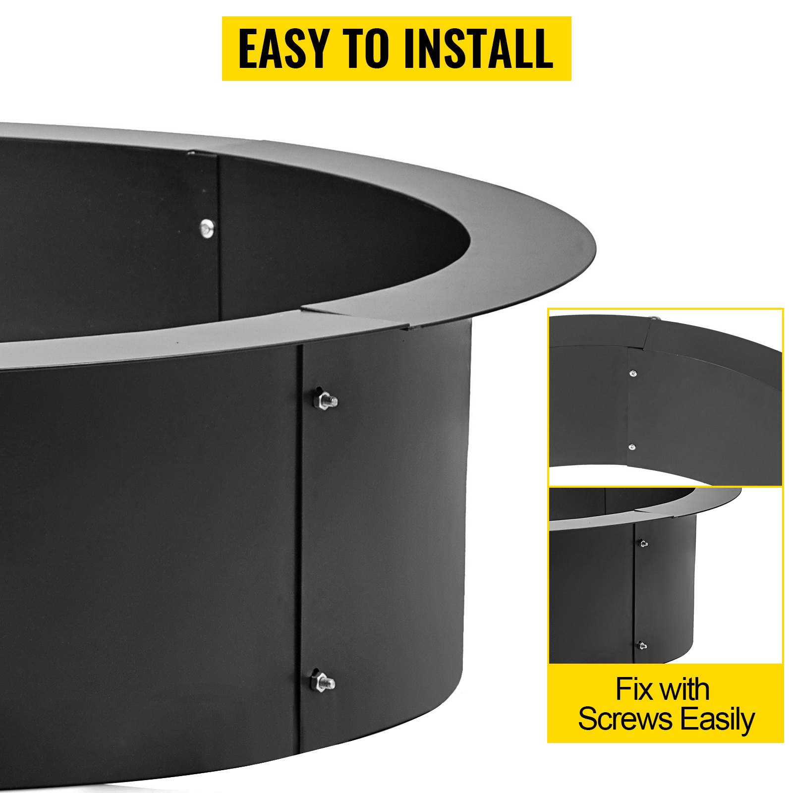 VEVOR Fire Pit Ring 42 - Inch Outer/36 - Inch Inner Diameter, Fire Pit Insert 3.0mm Thick Heavy Duty Solid Steel, Fire Pit Liner DIY Campfire Ring Above or In - Ground for Outdoor - Ethereal Company