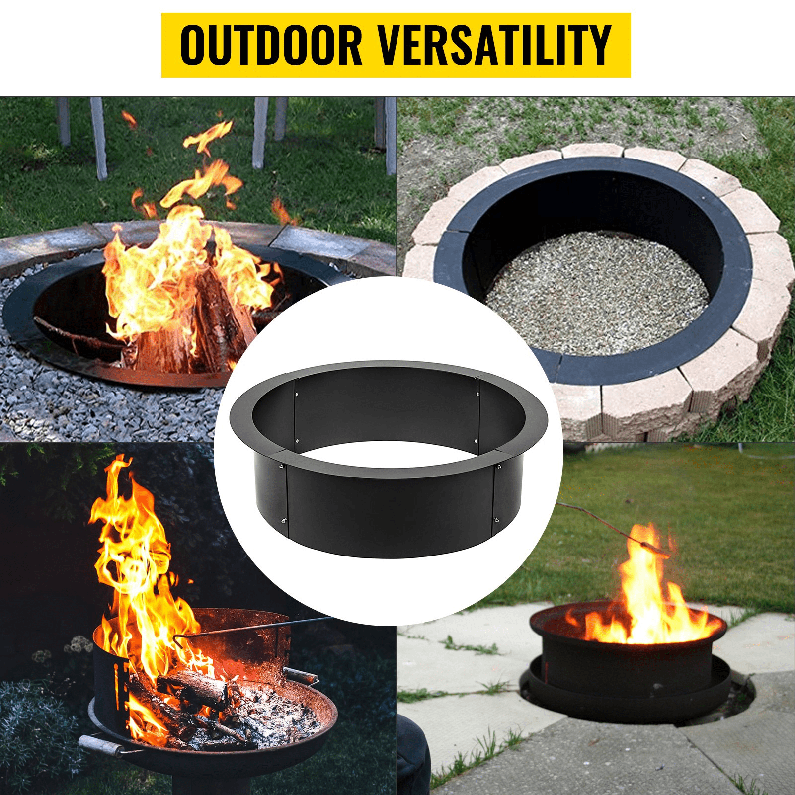 VEVOR Fire Pit Ring 42 - Inch Outer/36 - Inch Inner Diameter, Fire Pit Insert 3.0mm Thick Heavy Duty Solid Steel, Fire Pit Liner DIY Campfire Ring Above or In - Ground for Outdoor - Ethereal Company