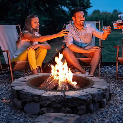 VEVOR Fire Pit Ring Round 35 Inch Outer Steel Liner DIY Campfire Ring Firepit - Ethereal Company