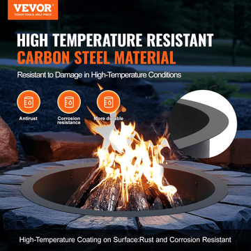 VEVOR Fire Pit Ring Round 35 Inch Outer Steel Liner DIY Campfire Ring Firepit - Ethereal Company