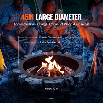 VEVOR Fire Pit Ring Round 44 Inch Outer Steel Liner DIY Campfire Ring Firepit - Ethereal Company